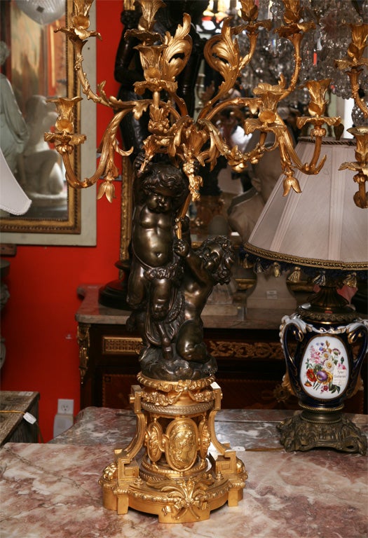 Large Pair of 19th Century Louis XVI Bronze Figural Candelabra In Good Condition For Sale In Miami, FL