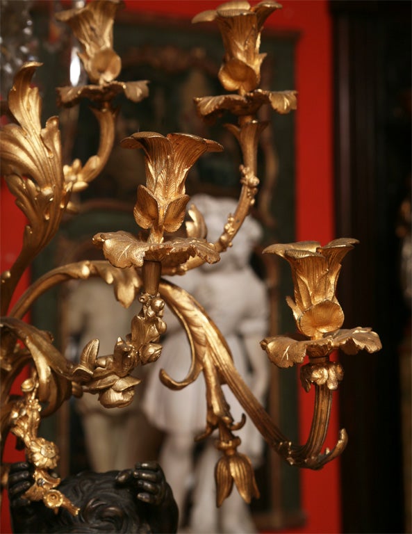 Large Pair of 19th Century Louis XVI Bronze Figural Candelabra For Sale 3