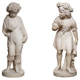 19th c. Pair of Italian Marble Sculptures (Statues) (SM4)