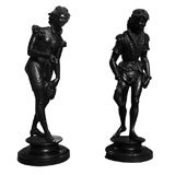 Pair of Italian Bronze Sculptures, Signed Monti