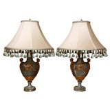 Pair of Bronze Mounted  Marble Lamps