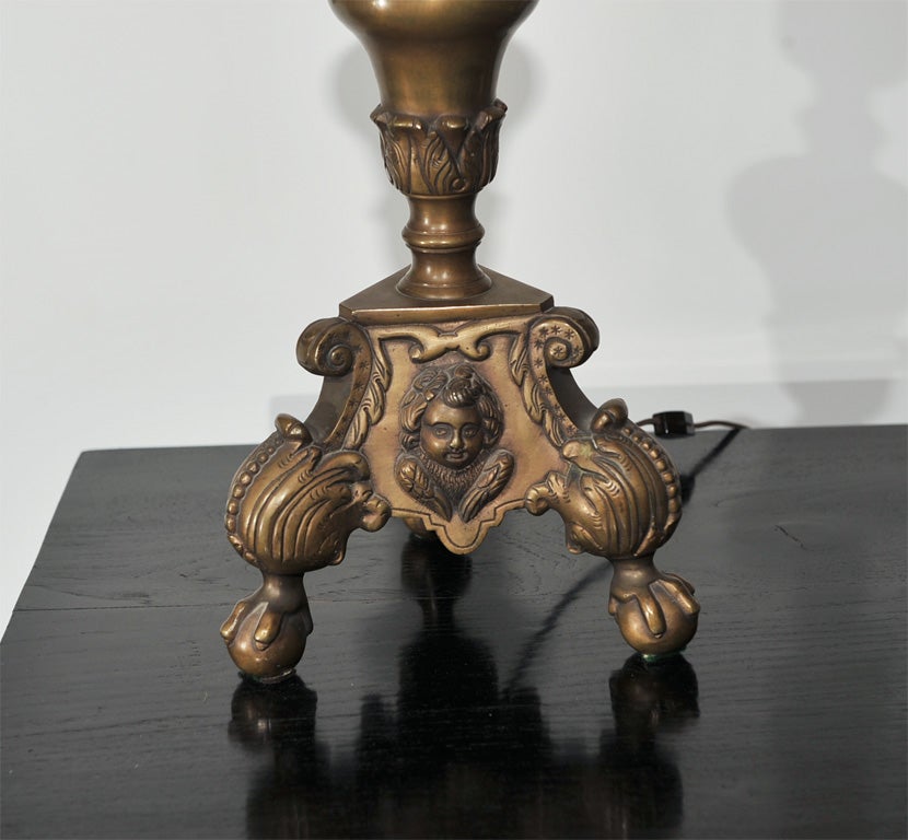Swedish Pricket  Brass Candlesticks Made into Lamps For Sale 1
