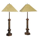 Pair of French Solid Brass Lamps
