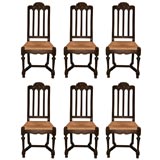 6 Carved Highback Dining Chairs