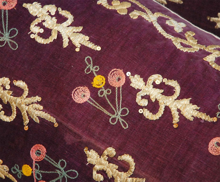 Antique Silver embroidered cushions