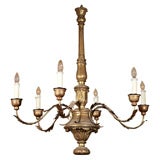 Vintage A Six Light Giltwood and Metal Chandelier