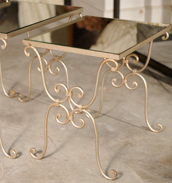French Set of Mirrored Nesting Tables For Sale