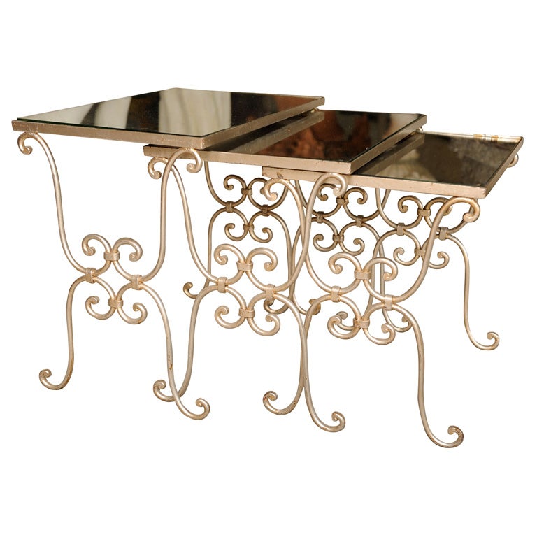 Set of Mirrored Nesting Tables For Sale