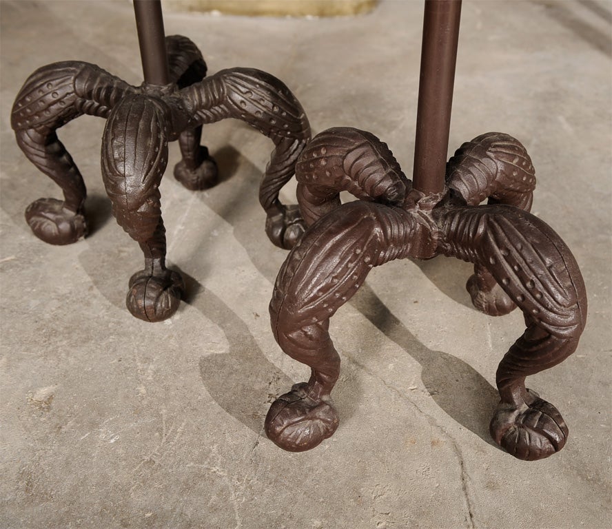 20th Century Pair of Iron Gueridon Tables, Ball and Claw Feet