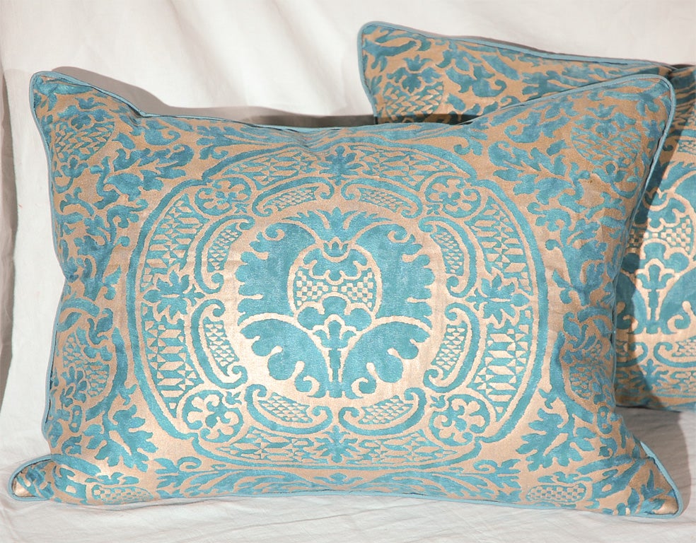 Italian Pair of Custom Fortuny Pillows 