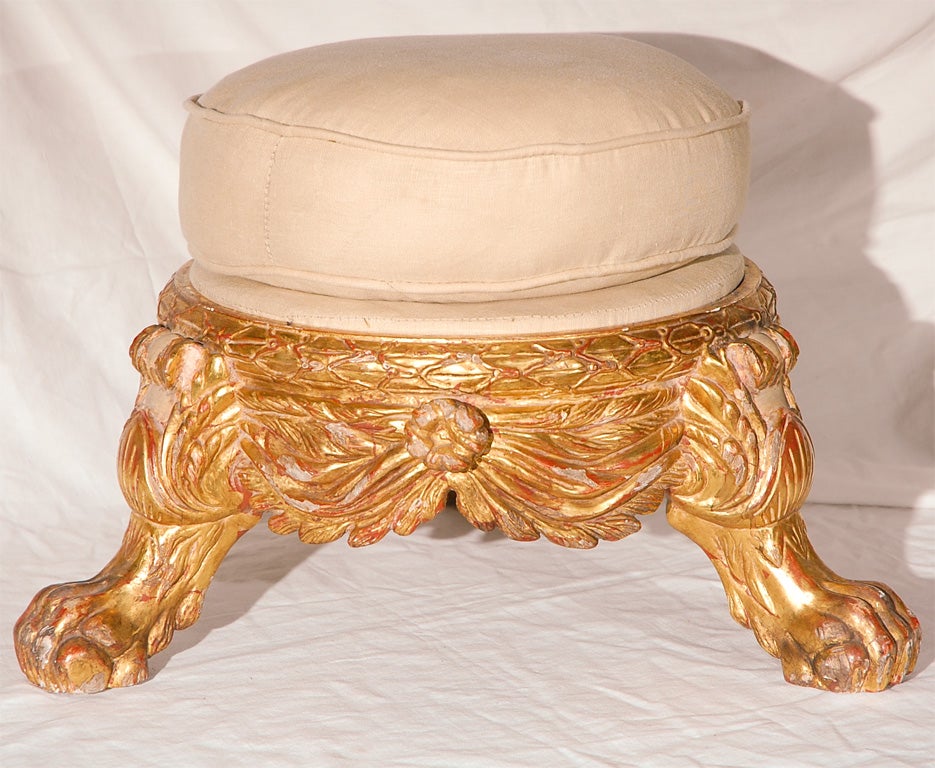 Italian Style Carved Giltwood  Stool