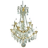 Antique Grand Crystal & Brass Chandelier C. 1920's