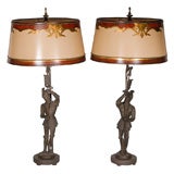 Pair of Spanish Figural Lamps with Custom Shades