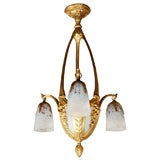 Art Nouveau chandelier 4-light chandelier by Schneider
