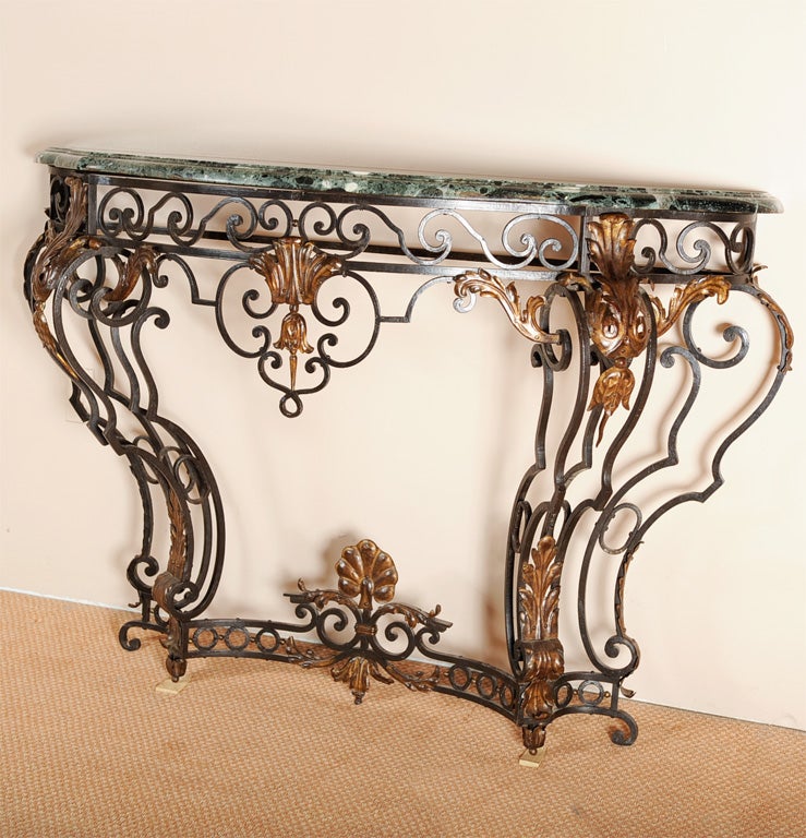 Louis XV wrought iron wall-mounted console