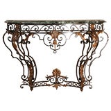 Louis XV wrought iron wall-mounted console