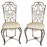 Pair Art Moderne wrought iron chairs