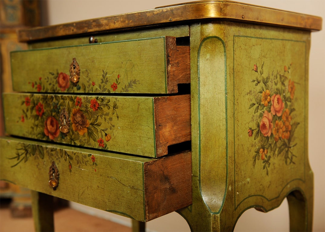 19th Century Louis XV style tiny painted commode