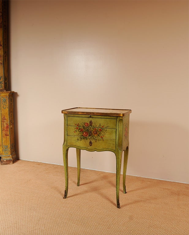 Marble Louis XV style tiny painted commode