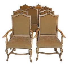 Set of 8 Italian Rococo Style Painted Dining Chairs