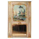 French Painted LXV Trumeau Mirror