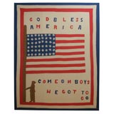 Antique Applique and Pieced Quilt top:  GOD BLESS AMERICA