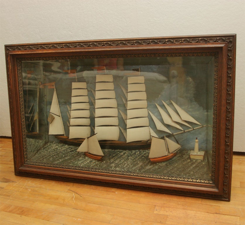 Exceptionally large Sailing Ships Diorama.  All original.