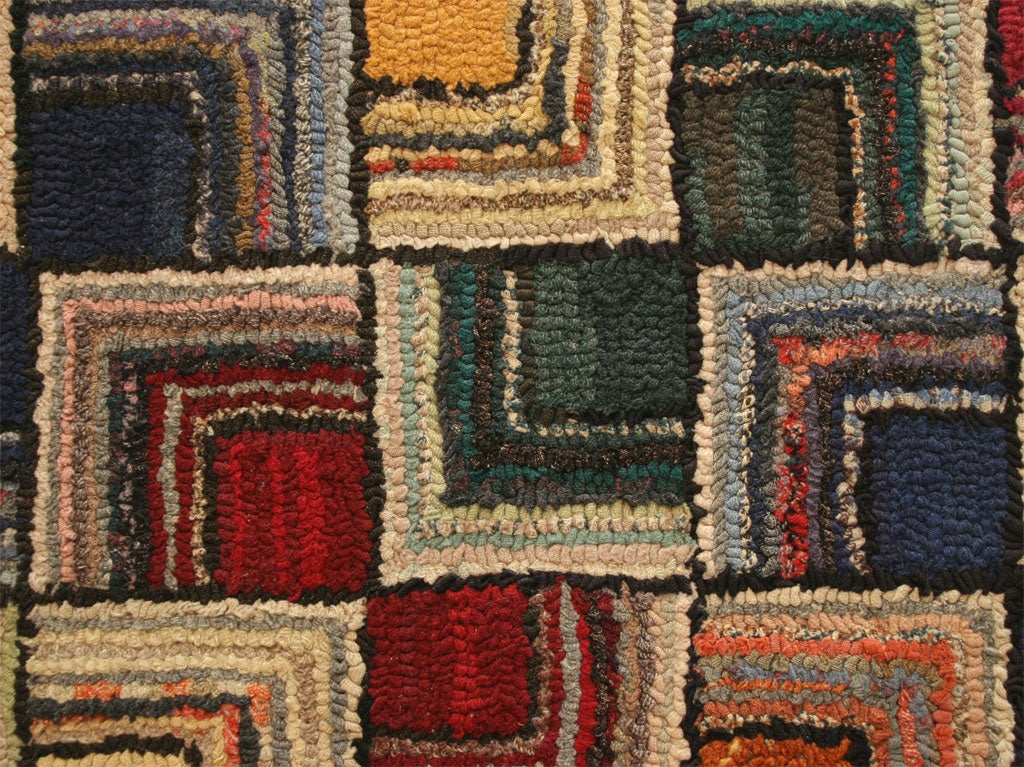 Antique Hooked Rug, Geometric In Excellent Condition In New York, NY