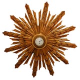 Italian Wood Gilt Starburst Clock