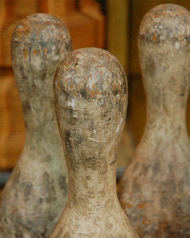 Set of 10 C. 1930 Wooden Bowling Pins 1