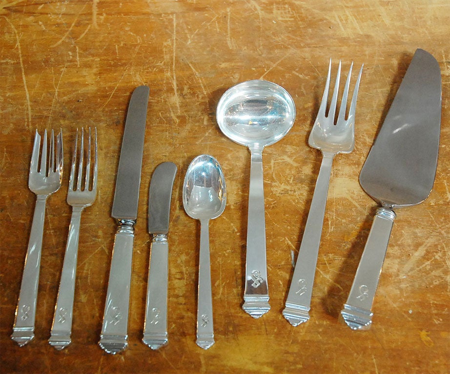 53 pieces 1934 Tiffany Sterling Flatware. Hampton Pattern