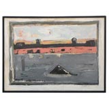"Downtown Rooftops" by late Los Angeles artist, Arnold Schifrin