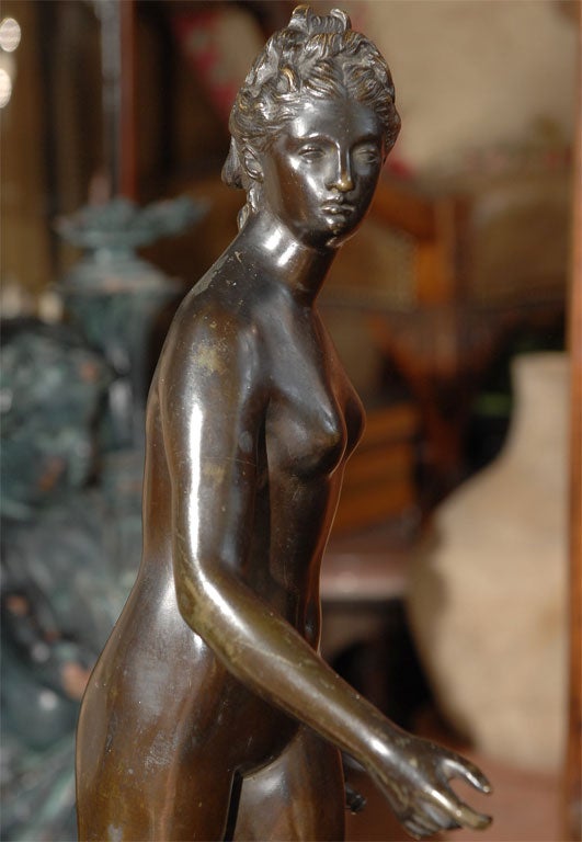 Patinated 19th Century Bronze Sculpture of Diana