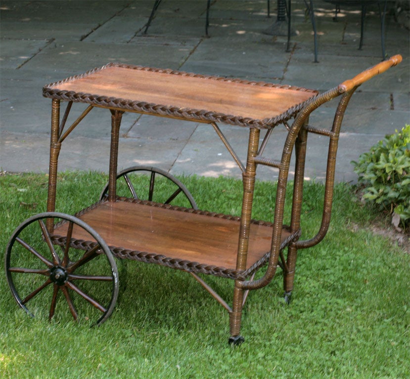 American Wicker Tea Cart