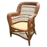 VICTORIAN ROLLED ARM WICKER CHAIR