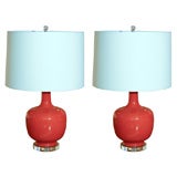 Pair of Crackle Glazed Lamps