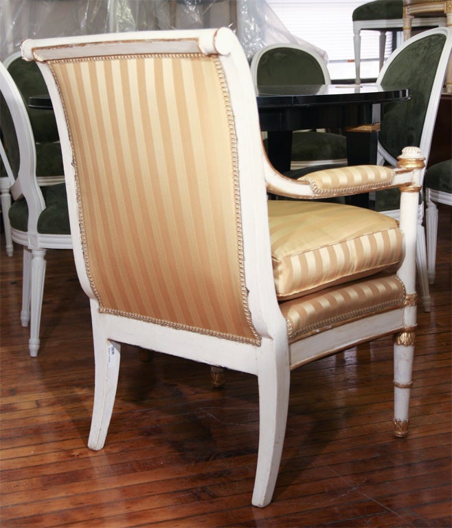 Set of Four White & Parcel Gilt Fauteuil by Jansen