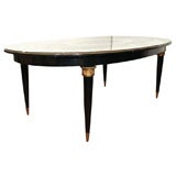 Rare Ebonized Dining Table with Eglomise Mirror Top by Jansen