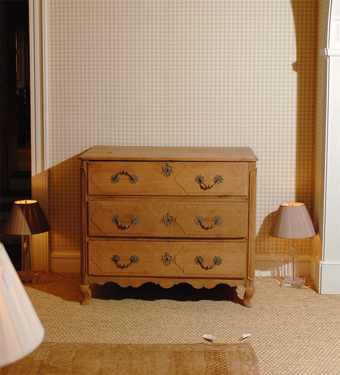 French Bleached Oak Louis XV Style Provencale Fall Front Commode