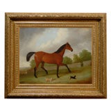 Sporting Painting of Horse/Dogs