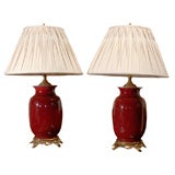 Antique Pair Sang de Boeuf Lamps