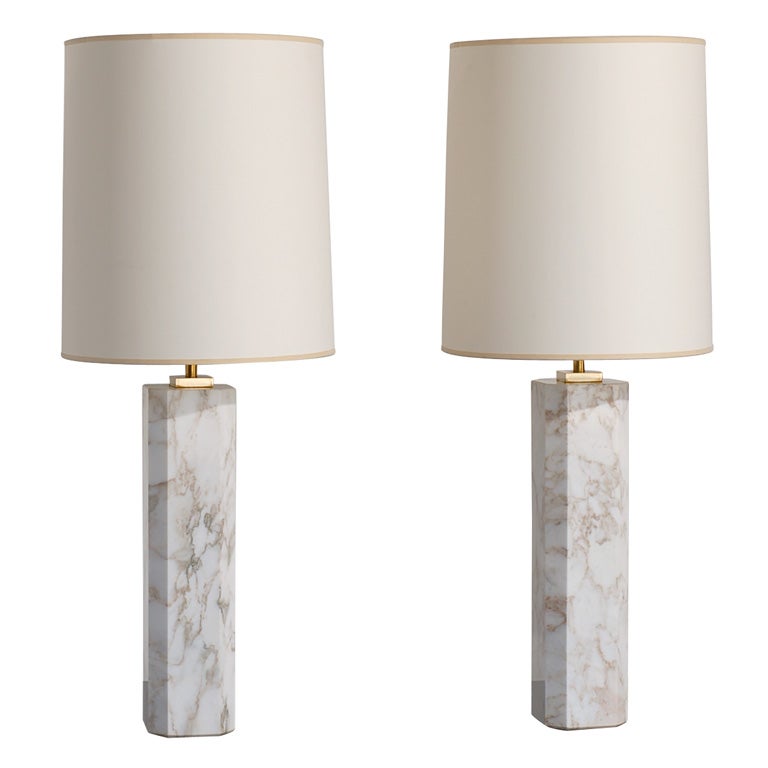Pair of Marble Lamps designed by T.H. Robsjohn Gibbings