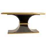 Sleek Black and Brass Console Table by Mastercraft -circa 1960's
