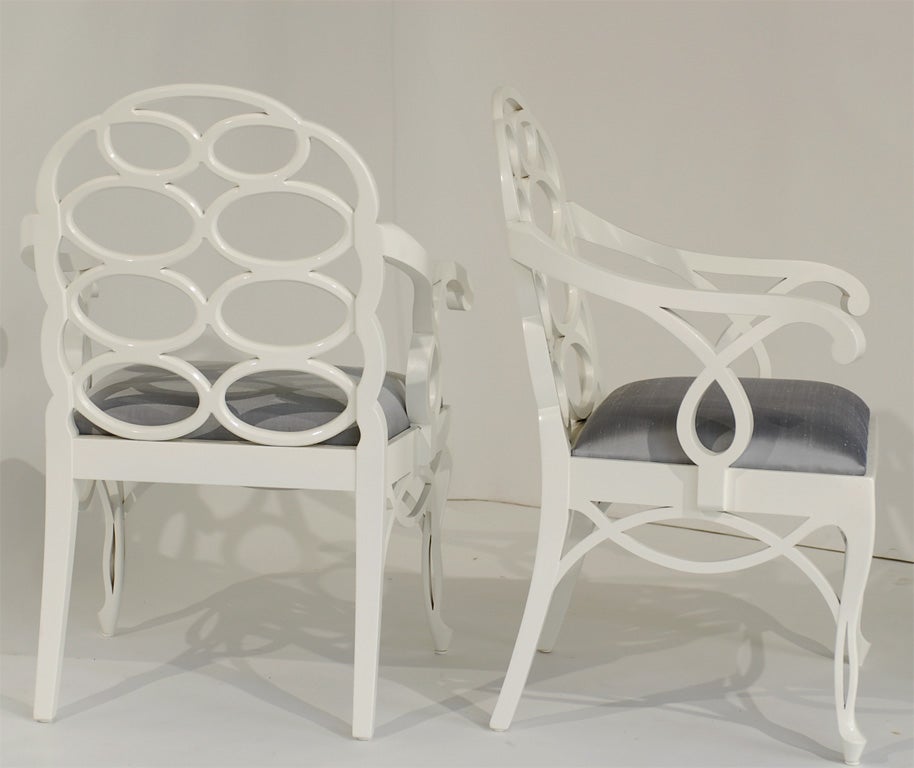 Wood Pair of Frances Elkins Loop Chairs