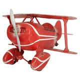 Vintage Mid 20th C. Folk Art wood biplane pedal car toy