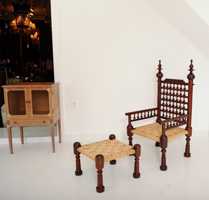 Spanish rosewood abacus back Chief’s arm chair & stool