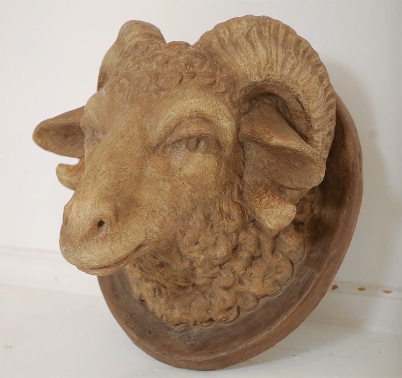 Large Scale Mid 20th C. Fiberglass ram’s head