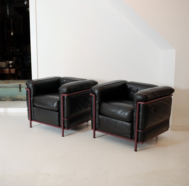 Pair of Le Corbusier LC2 Petit club chairs circa 1960 by Thonet
