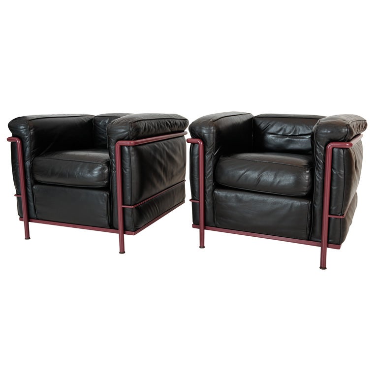 Pair of Le Corbusier LC2 Petit club chairs by Thonet