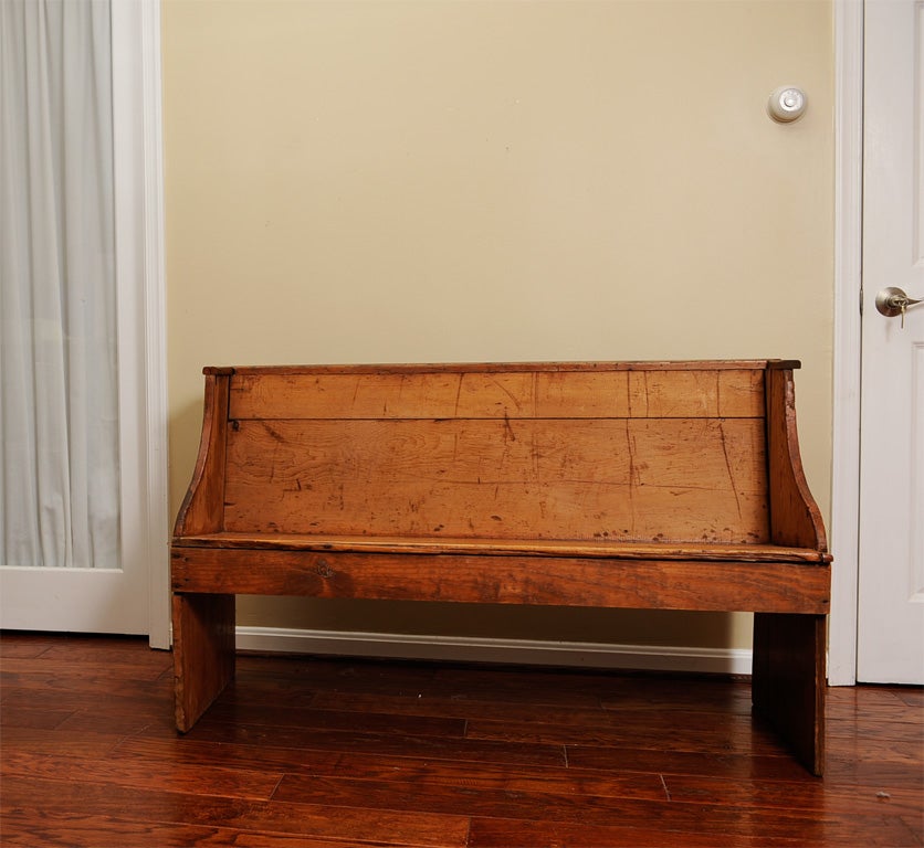 Gorgeously simple church pew from the Midwest.  It's a small size so it would fit nicely just about anywhere.
